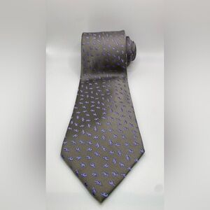 Charvet Place Vendome Gray Tie with Purple Accents Luxurious